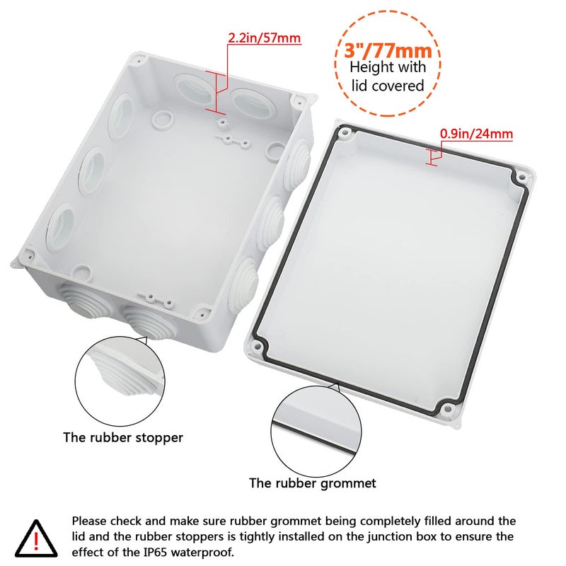 LeMotech ABS Plastic Dustproof Waterproof IP65 Junction Box Universal Electrical Project Enclosure White 7.8 x 6.1 x 3.1 inch (200 x 155 x 80 mm) - Image 4